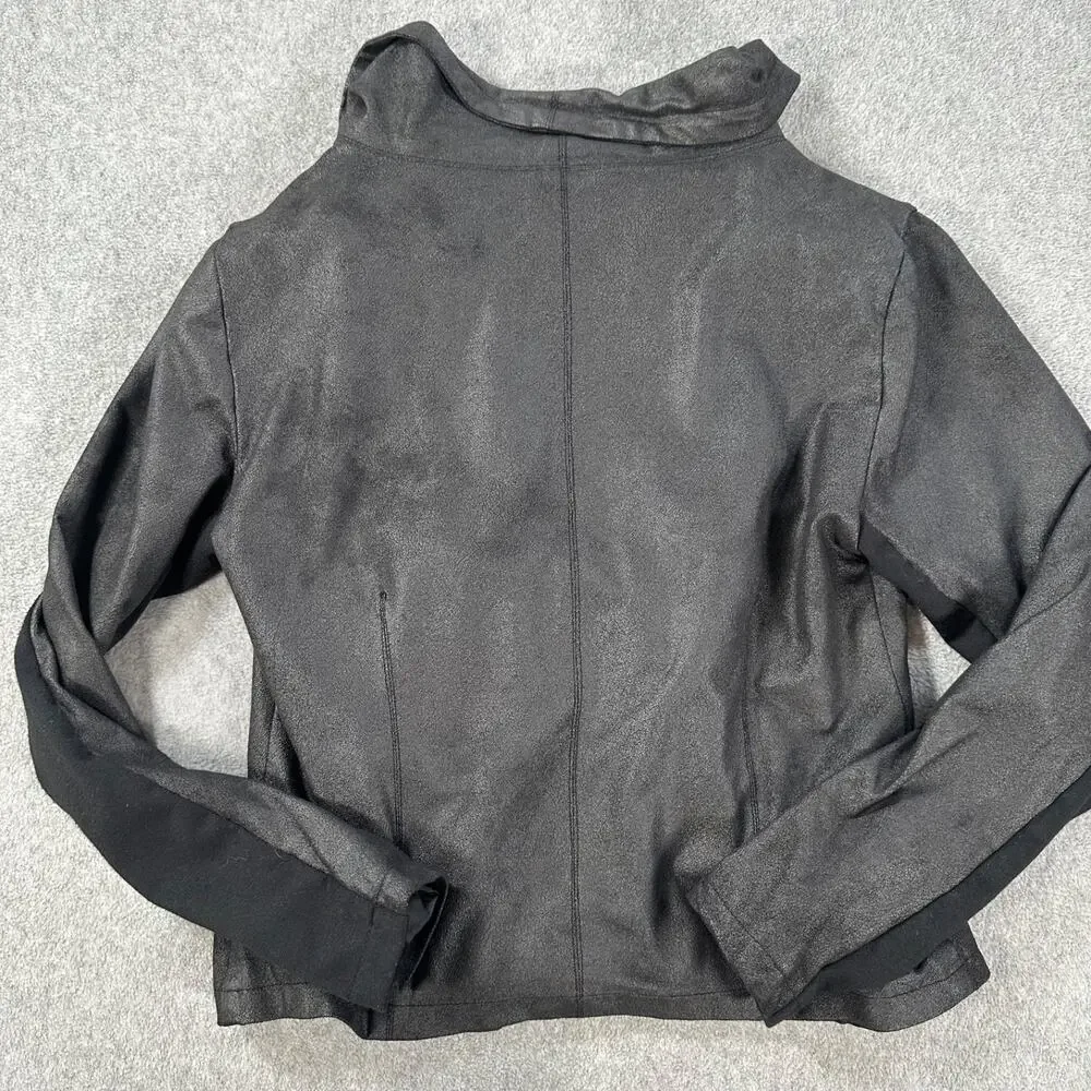 Luii Anthropologie Moto Jacket Women's Medium Gray/Black Zip Up Collared